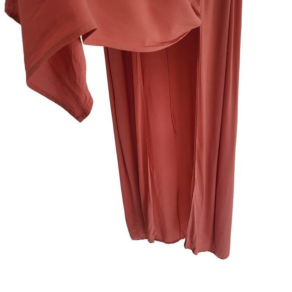 Tobi Coral Pink Lace Cuttout Button Front Accent Sheere Back Slit Maxi Dress S - Picture 13 of 15